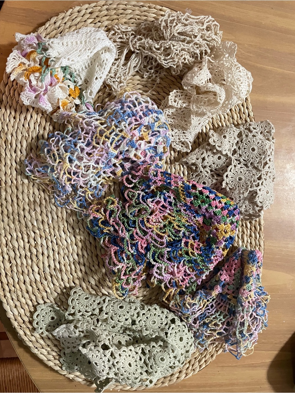 Handmade Multicolor Crochet Accent table doilies